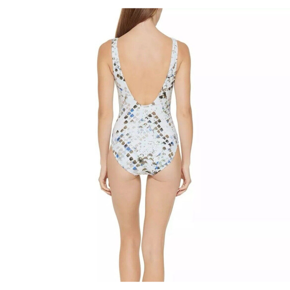 DKNY SPLASH MULTI Printed Twist-Front One-Piece Swimsuit, US 16 - Picture 2 of 2